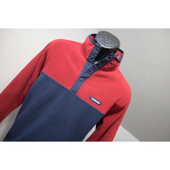 Land's End Snap Neck Fleece Jacket Comfort Maroon Blue Mens Sz Medium NWT - Picture 4 of 7